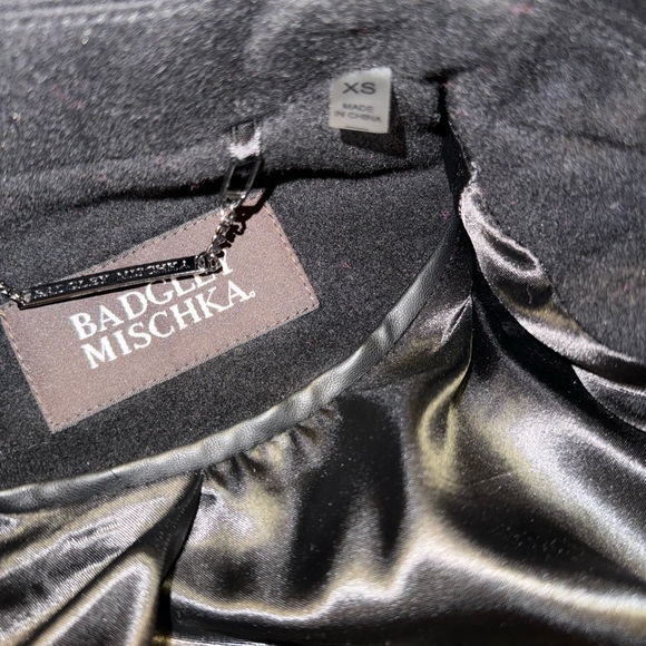 Badgley Mischka Collection Faux Leather Trim Wool Blend Coat - Picture 11 of 12